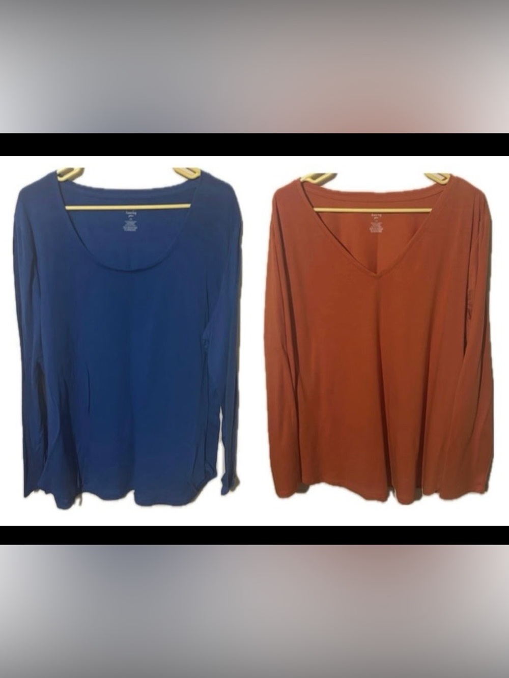 2 Jennifer Lauren Plus 3X Long Sleeve Shirts - 1 V-Neck & 1 Crew Neck